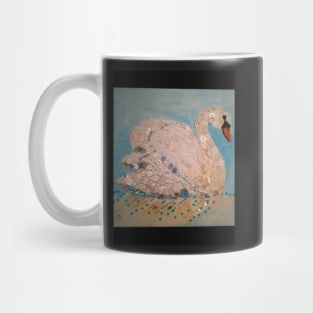 Swan button mosaic collage artwork Mug